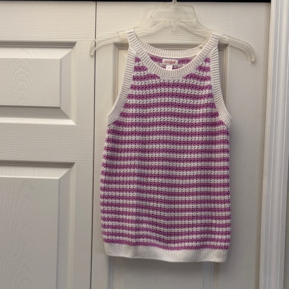 Cat & Jack Purple and White Knit Tank Top